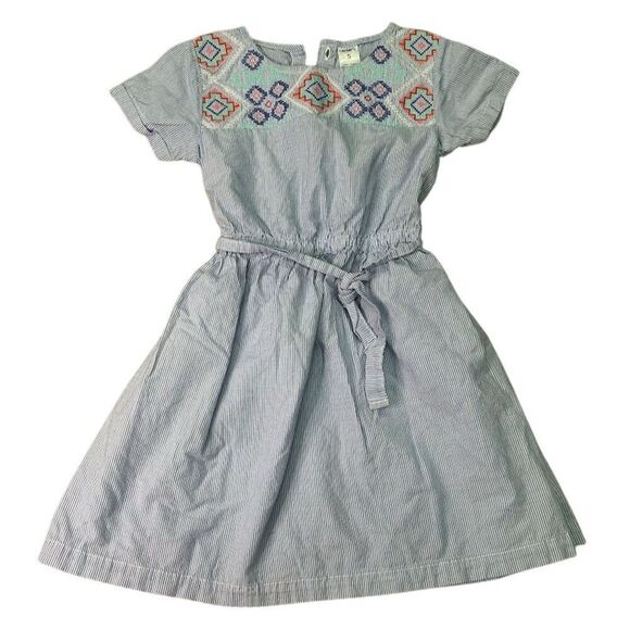 Carter's Toddler Girl's Blue Pinstripe Dress Size 5 Short Sleeve - Picture 1 of 5